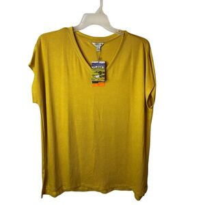Orvis Womens XXL Gold V-Neck Cap Sleeve T-Shirt Blouse Top New with Tags
